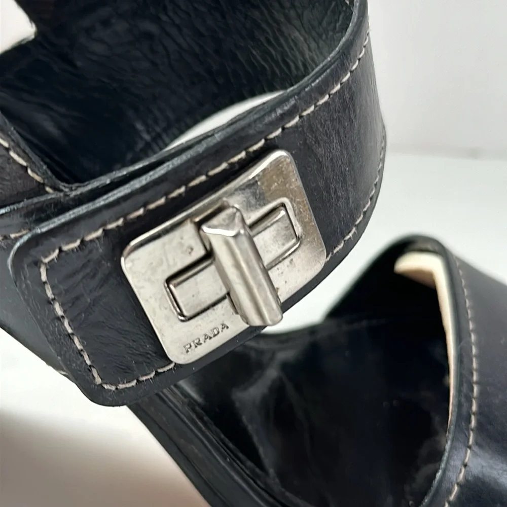 PRADA Block High Heel Sandals Sz 39 - Picture 4 of 16